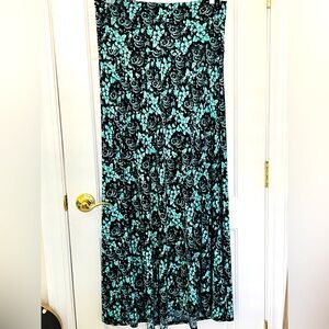 LuLaRoe Maxi skirt Floral Black turquoise Women's long Skirt